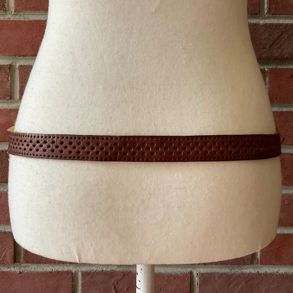 Brown Perforated Adjustable Leather Belt Size M NWOT